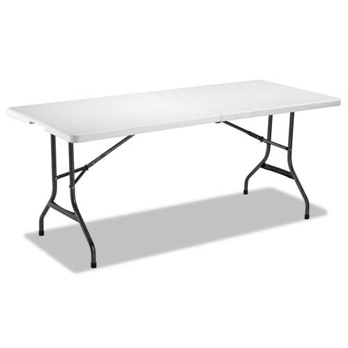 Fold-in-half Resin Folding Table, Rectangular, 72w X 29.63d X 29.25h, White