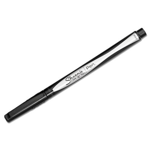 Water-resistant Ink Porous Point Pen, Stick, Fine 0.4 Mm, Black Ink, Black/gray Barrel, Dozen