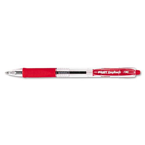 Easytouch Ballpoint Pen, Retractable, Fine 0.7 Mm, Red Ink, Clear Barrel, Dozen