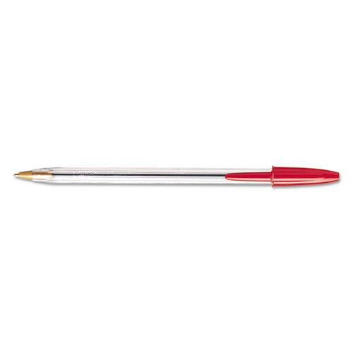 Cristal Xtra Smooth Ballpoint Pen, Stick, Medium 1 Mm, Red Ink, Clear Barrel, Dozen