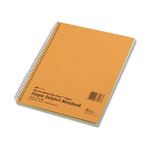 Single-subject Wirebound Notebooks, 1 Subject, Narrow Rule, Brown Cover, 10 X 8, 80 Eye-ease Green Sheets