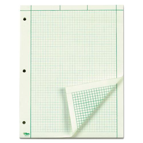 Engineering Computation Pads, Cross-section Quadrille Rule (5 Sq/in, 1 Sq/in), Green Cover, 100 Green-tint 8.5 X 11 Sheets