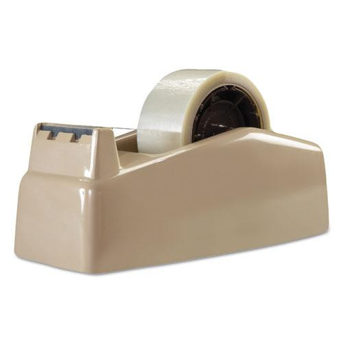 Two-roll Desktop Tape Dispenser, 3" Core, High-impact Plastic, Beige