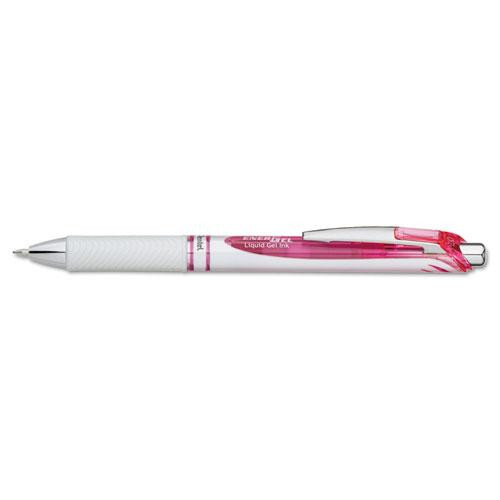 Energel Rtx Gel Pen, Retractable, Medium 0.7 Mm, Pink Ink, White/pink Barrel
