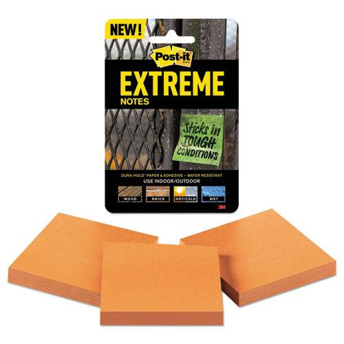Water-resistant Self-stick Notes, 3" X 3", Orange, 45 Sheets/pad, 3 Pads/pack