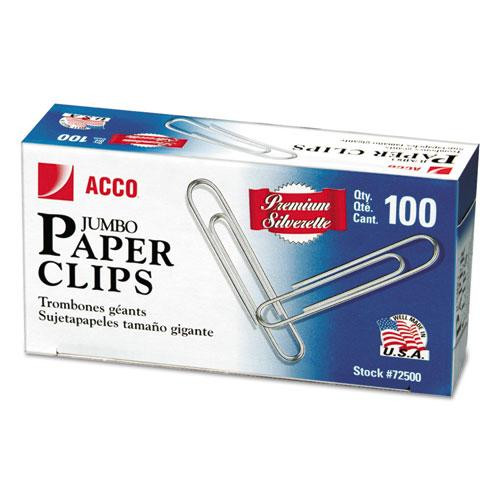 Premium Heavy-gauge Wire Paper Clips, Jumbo, Smooth, Silver, 100 Clips/box, 10 Boxes/pack