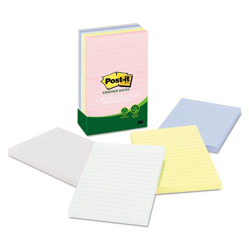 Original Recycled Note Pads, Note Ruled, 4" X 6", Sweet Sprinkles Collection Colors, 100 Sheets/pad, 5 Pads/pack