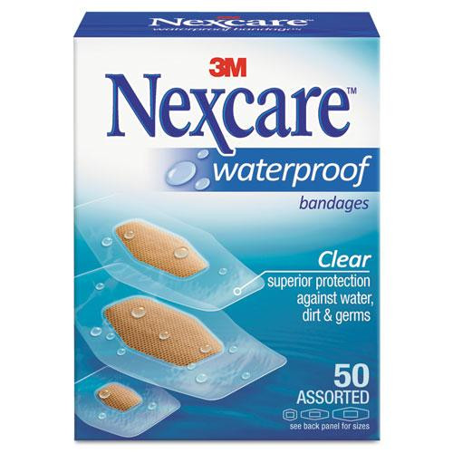 Waterproof, Clear Bandages, Assorted Sizes, 50/box