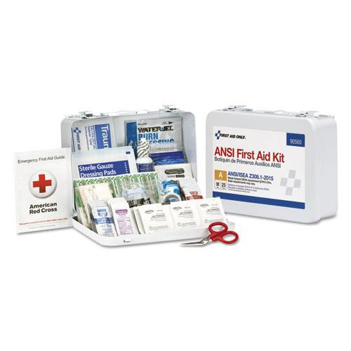 Ansi Class A 25 Person Bulk First Aid Kit For 25 People, 89 Pieces, Metal Case