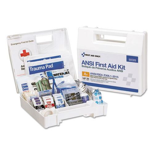 Ansi 2015 Compliant Class A+ Type I And Ii First Aid Kit For 25 People, 141 Pieces, Plastic Case