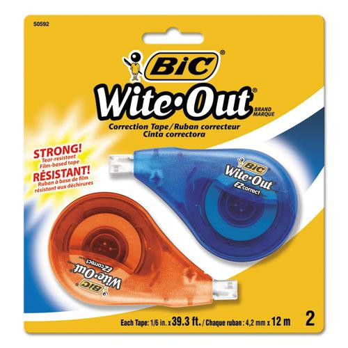 Wite-out Ez Correct Correction Tape, Non-refillable, Blue/orange Applicators, 0.17" X 472", 2/pack
