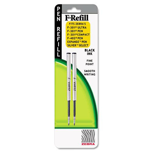 F-refill For Zebra F-series Ballpoint Pens, Fine Conical Tip, Black Ink, 2/pack