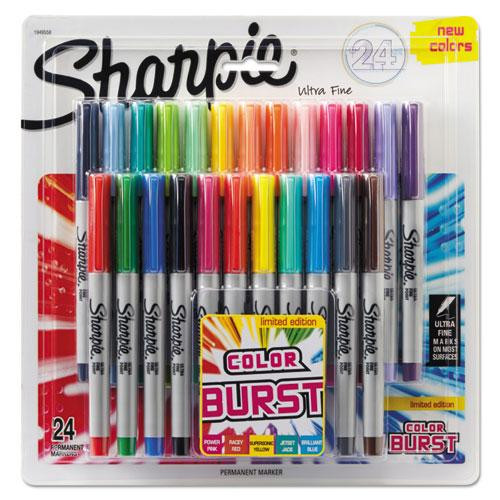 Ultra Fine Tip Permanent Marker, Extra-fine Needle Tip, Assorted Limited Edition Color Burst And Classic Colors, 24/pack