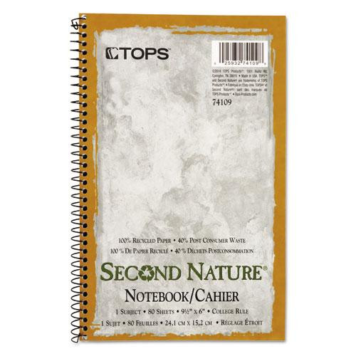 Second Nature Single Subject Wirebound Notebooks, Medium/college Rule, Light Blue Cover, 9.5 X 6, 80 Sheets