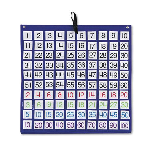 Hundreds Pocket Chart, 105 Pockets, 26 X 30, Blue