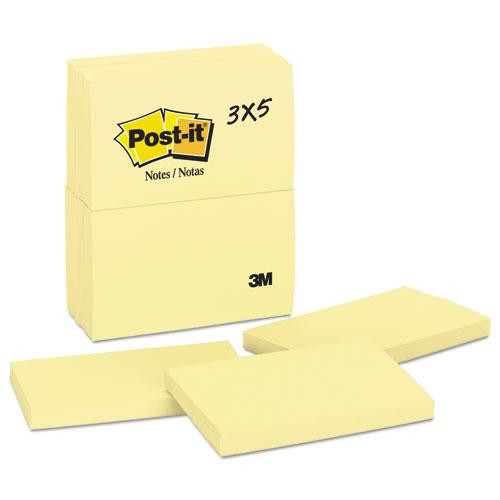 Original Pads In Canary Yellow, 3" X 5", 100 Sheets/pad, 12 Pads/pack