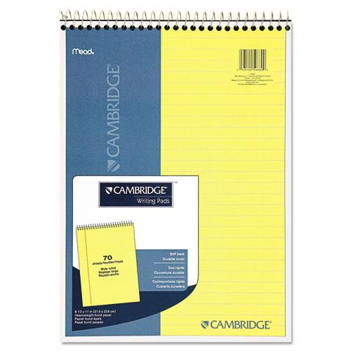 Stiff-back Wire Bound Notepad, Wide/legal Rule, Canary/blue Cover, 70 Canary-yellow 8.5 X 11.5 Sheets