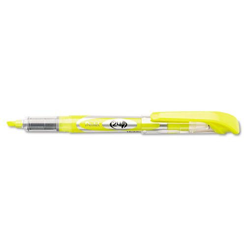 24/7 Highlighters, Bright Yellow Ink, Chisel Tip, Bright Yellow/silver/clear Barrel, Dozen