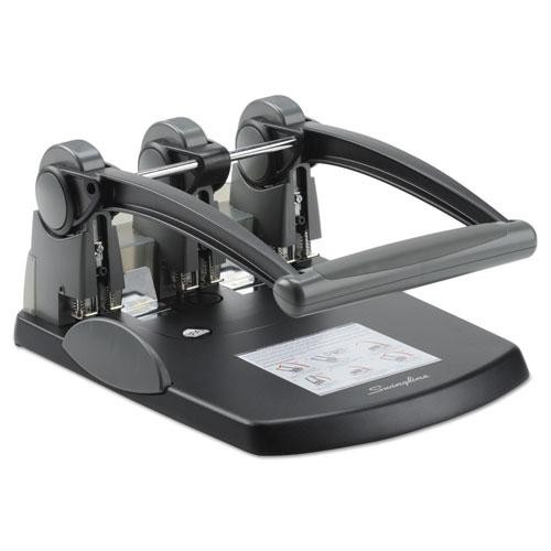 300-sheet Extra High-capacity Three-hole Punch, 9/32" Holes, Black/gray