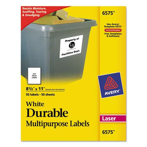 Durable Permanent Id Labels With Trueblock Technology, Laser Printers, 8.5 X 11, White, 50/pack