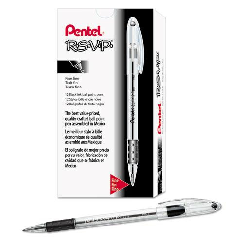 R.s.v.p. Ballpoint Pen, Stick, Fine 0.7 Mm, Black Ink, Clear/black Barrel, Dozen