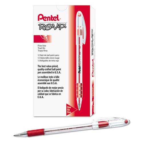 R.s.v.p. Ballpoint Pen, Stick, Fine 0.7 Mm, Red Ink, Clear/red Barrel, Dozen