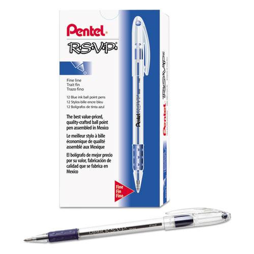 R.s.v.p. Ballpoint Pen, Stick, Fine 0.7 Mm, Blue Ink, Clear/blue Barrel, Dozen