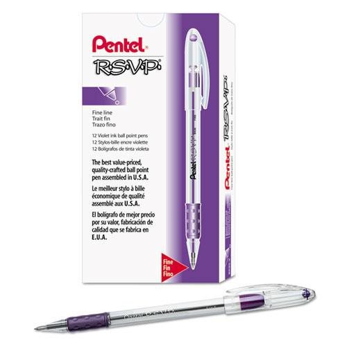 R.s.v.p. Ballpoint Pen, Stick, Fine 0.7 Mm, Violet Ink, Clear/violet Barrel, Dozen
