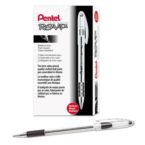R.s.v.p. Ballpoint Pen, Stick, Medium 1 Mm, Black Ink, Clear/black Barrel, Dozen