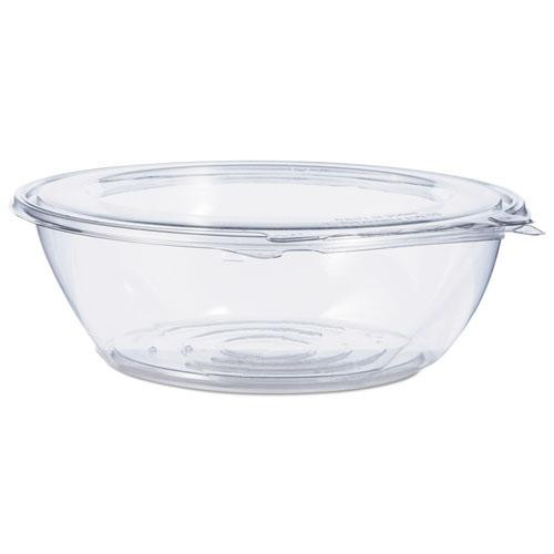 Tamper-resistant, Tamper-evident Bowls With Flat Lid, 48 Oz, 8.9" Diameter X 2.8"h, Clear, Plastic, 100/carton