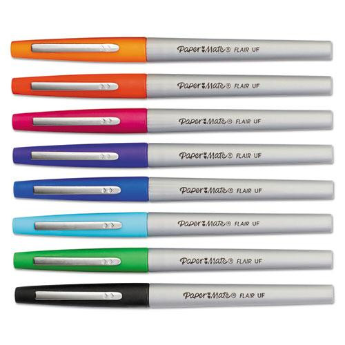Flair Felt Tip Porous Point Pen, Stick, Extra-fine 0.4 Mm, Assorted Ink And Barrel Colors, 8/pack