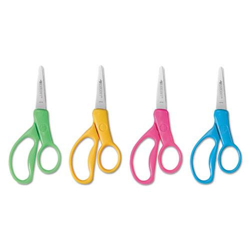 For Kids Scissors, Pointed Tip, 5" Long, 1.75" Cut Length, Randomly Assorted Straight Handles