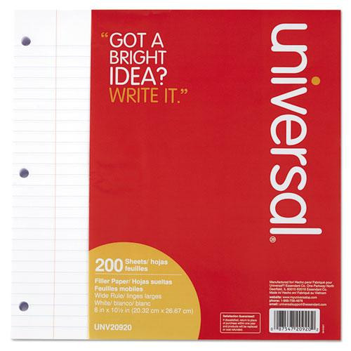 Filler Paper, 3-hole, 8 X 10.5, Wide/legal Rule, 200/pack