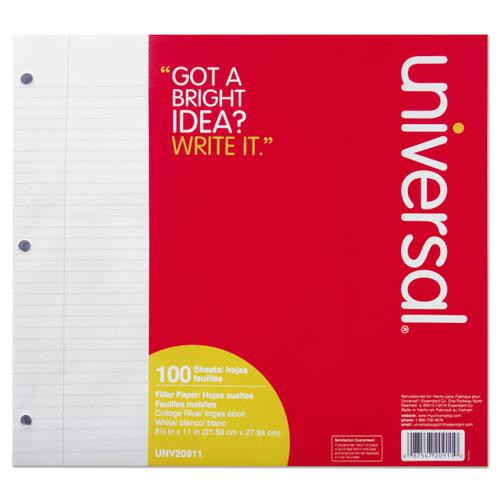 Filler Paper, 3-hole, 8.5 X 11, Medium/college Rule, 100/pack