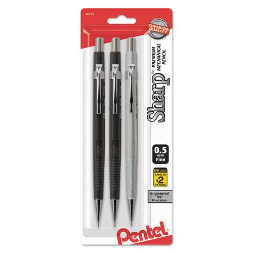 Sharp Mechanical Pencil, 0.5 Mm, Hb (#2.5), Black Lead, Assorted Barrel Colors, 3/pack