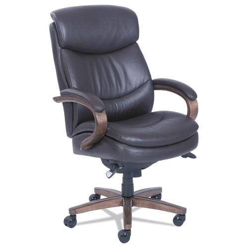 Woodbury High-back Executive Chair, Supports Up To 300 Lb, 20.25" To 23.25" Seat Height, Brown Seat/back, Weathered Sand Base