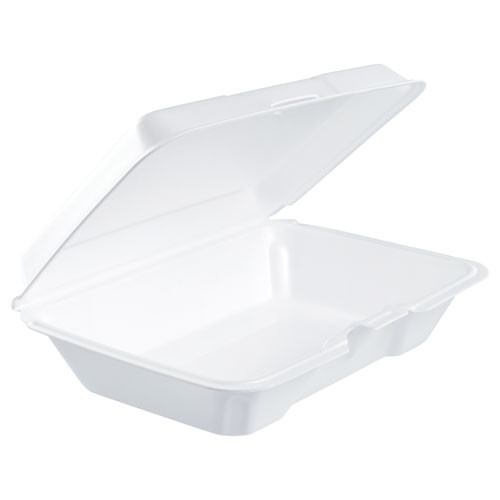 Foam Hinged Lid Containers, 6.4 X 9.3 X 2.6, White, 200/carton