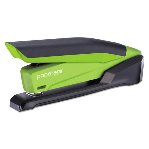Inpower Spring-powered Desktop Stapler With Antimicrobial Protection, 20-sheet Capacity, Green/black