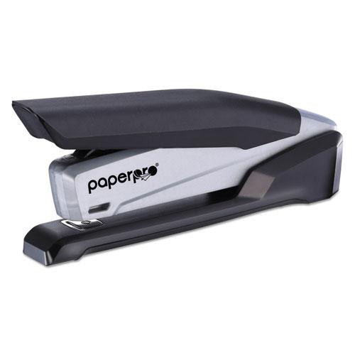 Inpower Spring-powered Desktop Stapler With Antimicrobial Protection, 20-sheet Capacity, Black/gray
