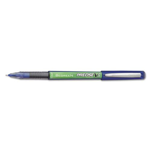 Precise V5 Begreen Roller Ball Pen, Stick, Extra-fine 0.5 Mm, Blue Ink, Blue Barrel, Dozen