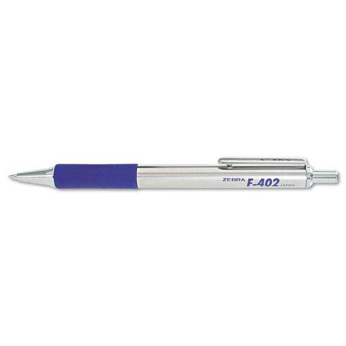 F-402 Ballpoint Pen, Retractable, Fine 0.7 Mm, Blue Ink, Stainless Steel/blue Barrel