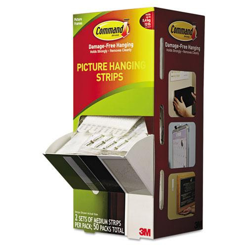 Picture Hanging Strips, Cabinet Pack, Removable, Holds Up To 6 Lbs Per Pair, 0.75 X 2.75, White, 4/set, 50 Sets/carton