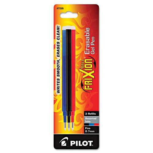 Refill For Pilot Frixion Erasable, Frixion Ball, Frixion Clicker And Frixion Lx Gel Ink Pens, Fine Tip, Assorted Ink, 3/pack - PIL77335