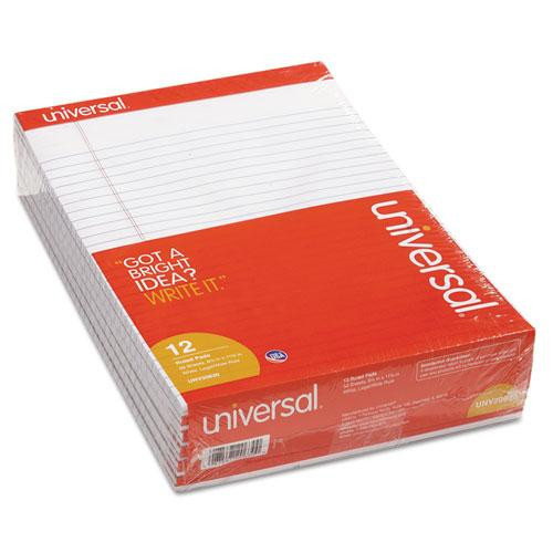 Perforated Ruled Writing Pads, Wide/legal Rule, Red Headband, 50 White 8.5 X 11.75 Sheets, Dozen