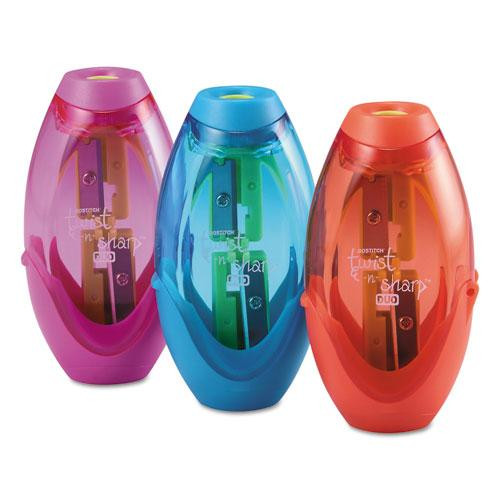 Twist-n-sharp Pencil Sharpener, Two-hole, 3.91 X 1.5 X 5.88, Randomly Assorted Colors, 6/pack