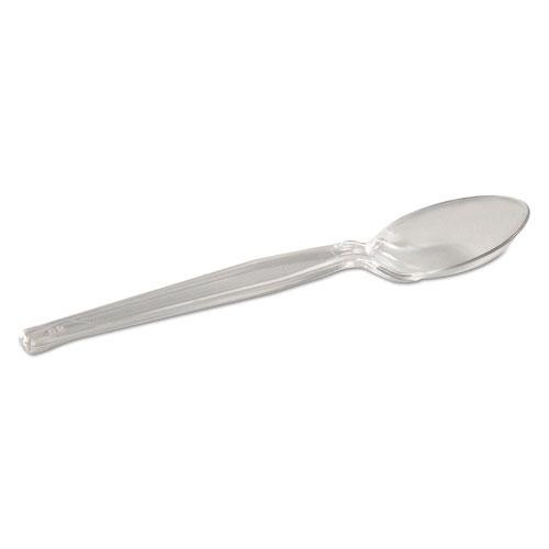 Plastic Cutlery, Heavyweight Teaspoon, Crystal Clear, 6", 1,000/carton
