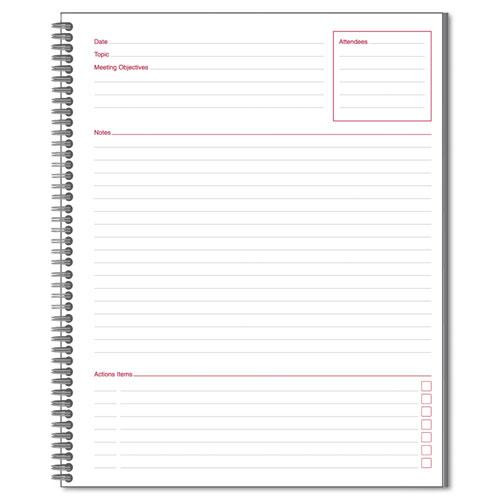 Wirebound Guided Meeting Notes Notebook, 1 Subject, Meeting-minutes/notes Format, Dark Gray Cover, 11 X 8.25, 80 Sheets