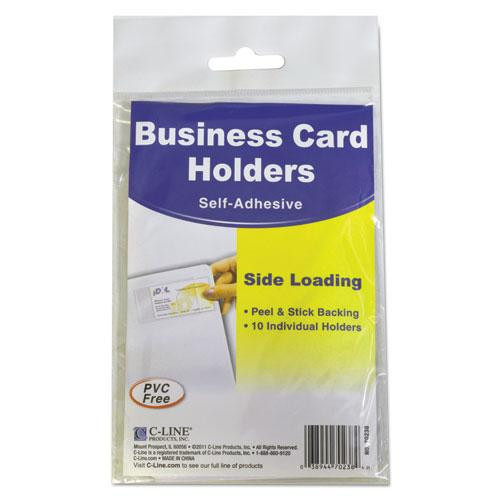 Self-adhesive Business Card Holders, Side Load, 2 X 3.5, Clear, 10/pack