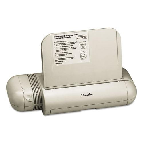 28-sheet Commercial Electric Two-hole Punch, Fixed 9/32" Holes, Black/silver