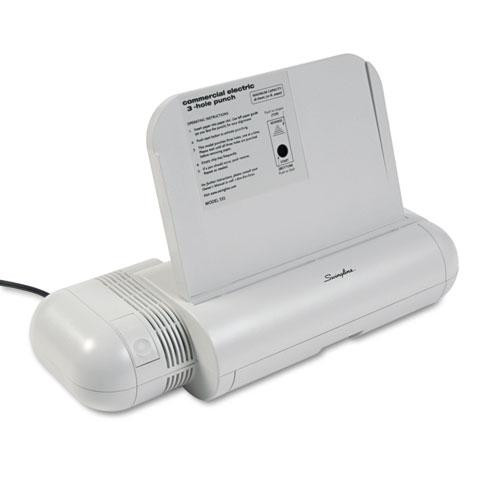 28-sheet Commercial Electric Three-hole Punch, 9/32" Holes, Black/silver